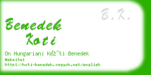 benedek koti business card